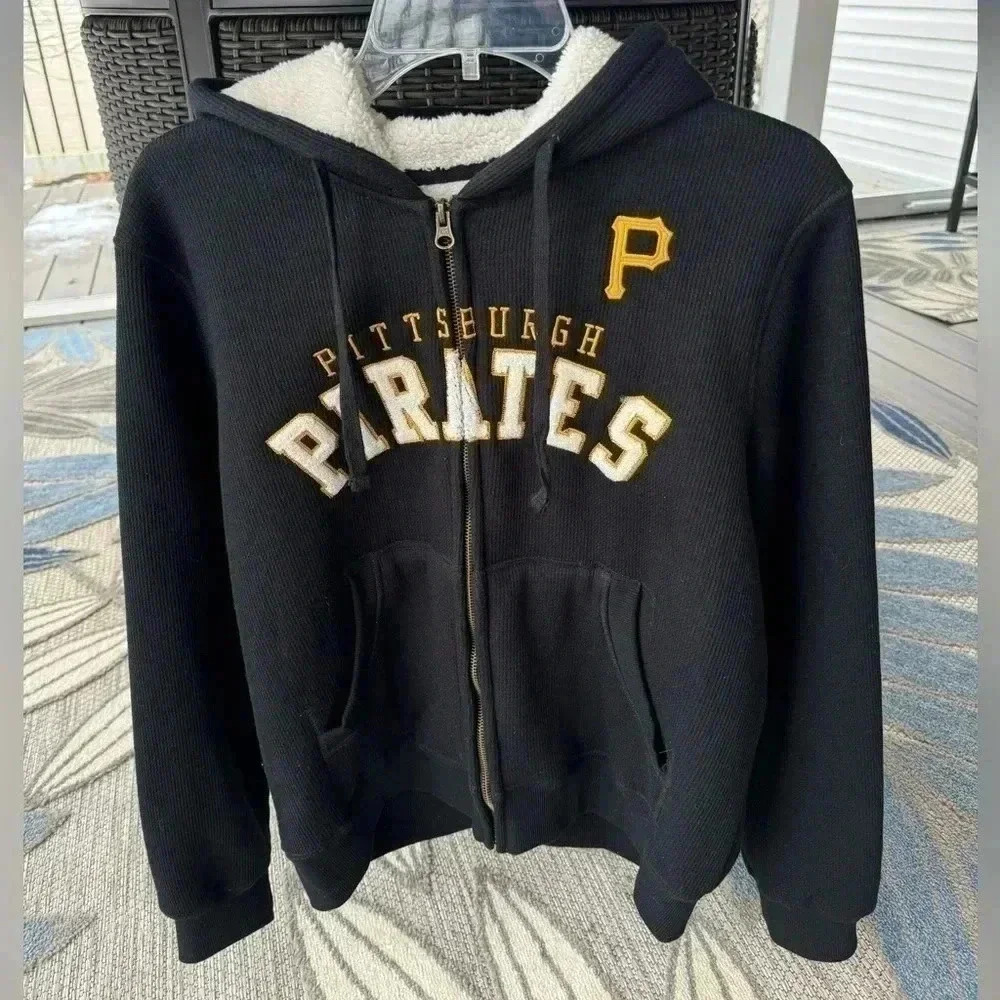Pittsburgh Pirates MLB Sherpa‎ Lined Women’s Zip Up Sweatshirt Size Large